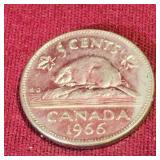 1966 Canadian 5 Cent Coin