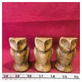 Lot Of 3 Canadian Maple Burl Owl Carvings