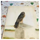 Owl Watercolor Painting (Vintage)