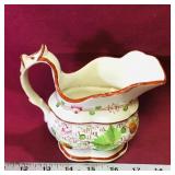 Painted Pottery Creamer (Vintage) (5 1/2' Tall)