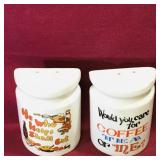 Pair Of Ceramic Novelty Salt & Pepper Shakers