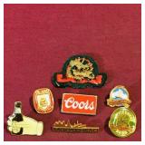 Lot Of 6 Beer Pins & Patch (Vintage)