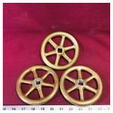 Lot Of 3 Solid Brass Wheels (Vintage) (4 3/4')