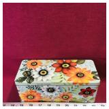 'Autumn Flowers' Tin Container (Vintage)