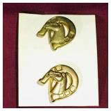Pair Of Brass Horse Buttons (Vintage)