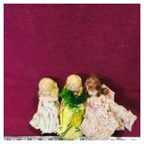 Lot Of 3 Small Nodder Dolls (Vintage)