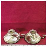 Pair Of Silver-Plate Finger Candleholders