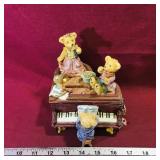 Resin Teddy Bears / Piano Coin Box & Key