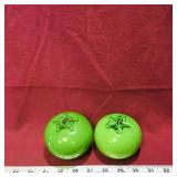 Pair Of Art Glass Green Tomatoes (3 1/4' Tall)
