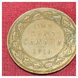 1916 Canada GRV EF40 One Cent Coin
