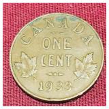 1933 Canada One Cent Coin