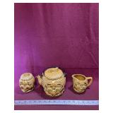 Ceramic Granny Tea Pot, Sugar & Creamer Set