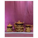 Ceramic Ben Franklin Tea Pot, Sugar & Creamer Set