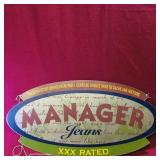 Manager Jeans Metal Advertising Sign