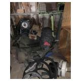 Tarps Qty 4, Plastic Hoses, Halogen Work Light,