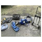 Assorted Tools, Work Bags, Folding Cart