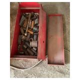 Metal Tool Box, Sockets, 1/2 and 3/4 Impact