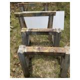 Wooden Saw Horses - Qty 4, Plastic Sheet