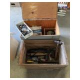 Wooden Box, Crate, Hammers, Sand Paper, Drill