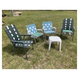 Folding Lawn Chairs - Qty 4, Small Table
