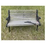 Cast Iron Framed Garden Bench - One Leg Broken