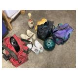 Three Bowling Balls, Bags, Shoes, Pin