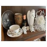 Contents of Shelf, - Figurines, Vases, Dishes,