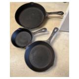 Cast Iron Pans - Qty 3, Broiler Pan