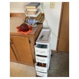 Books, Mag Glass, 4 Drawer Plastic Bin