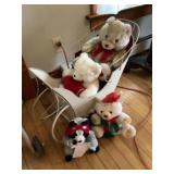 Christmas Metal Miniature Sleigh and Stuffed Bears