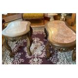Set French Style Coffee and End Table - Stone Top,