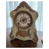 Vintage Ansonia Mantle Clock w/Key - Metal Frame