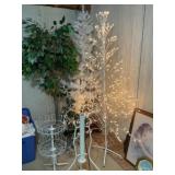 Lighted White Tress, Artificial Tree, Racks,