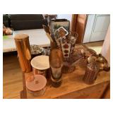 Copper Tea Pot, Pans, Utensils, Candle Holder,