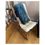 Vintage Woden Rocking Chair, Throw Blanket,