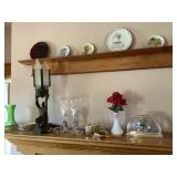 Plates, Candles, Lighted Statue, Vases, Ash