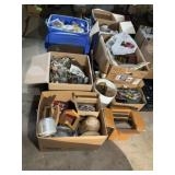 Assorted Glassware, Pots and Pans and Tote