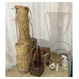 Wicker Baskets, Salt and Pepper Shakers, Tin