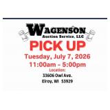 Auction Pick Up: Tuesday, July 7, 2026 11:00-5:00p