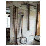 Pick Ax, Hoe, 10 Tine Silage Fork