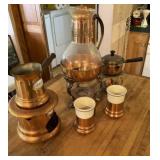 Copper/Glass Coffee Pot, Chafing Sishes, Tea