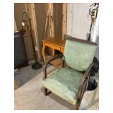 Metal Floor Lamp, Small End Table, Padded Chair