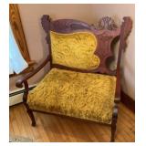 Victorian Settee w/ Carved Oak Frame