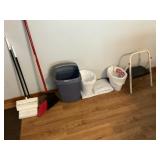 Brooms, Waste Baskets, Step Stool