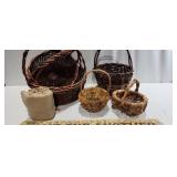 Wicker Baskets - Qty 5, Linen Table Cloth,