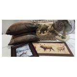 Faux Leather Pillows - Qty 2, Wildlife Print