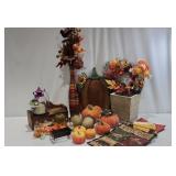 Fall Flowers, Scarecrow, Pumpkins,