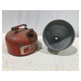 2.5 Gal Metal Gas Can, Metal Funnel