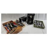 Assorted Silverware, Coffee Maker, Toaster,