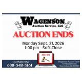 Auction Ends - Monday Sept. 21, 2026